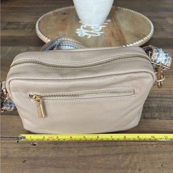 Pom Pom London Original Crossbody Bag Purse Stone Beige NEW - Picture 10 of 16